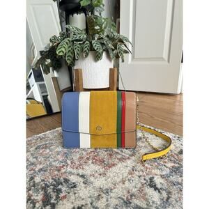 Tory Burch Robinson Balloon Stripe Convertible Leather Shoulder Bag